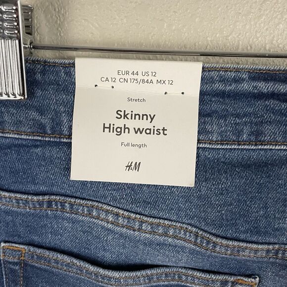 H&M Womens 12 Skinny High Waist Full Length Jeans - Picture 4 of 5